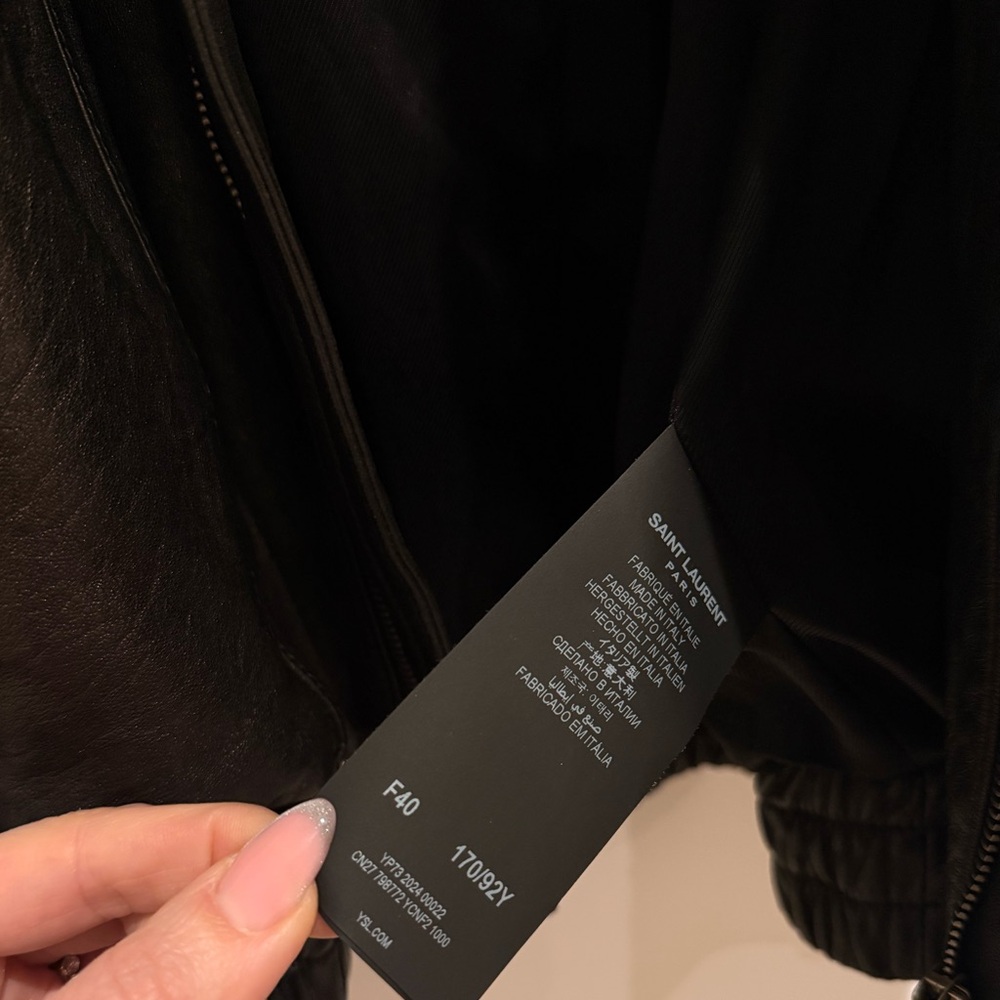 SAINT LAURENT Leather Jacket Stand Collar Runway Black Leather Bomber 2025 - Picture 13 of 17